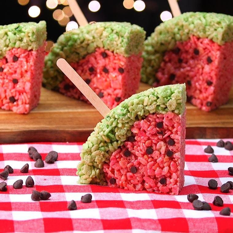 Your Kids Will Absolutely Love These Adorable Watermelon Rice Krispie ...